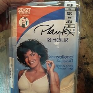 NWT 40DD Playtex 18 Hour Beige Lined Wirefree Side & Back Smoothing Bra